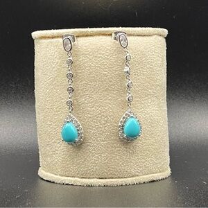 Elegant Silver and Turquoise Drop Earrings